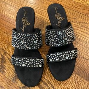 Joan Boyce 1" Mini Rhinestone Strappy Heels Sz 7.5